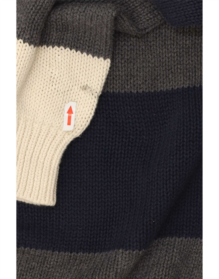 Nautica Herre Turtle Neck Jumper Sweater Stor Grå Colourblock Bomuld