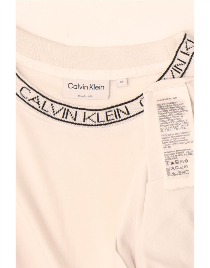 Calvin Klein Herre grafisk T-shirt Top Medium Hvid Bomuld
