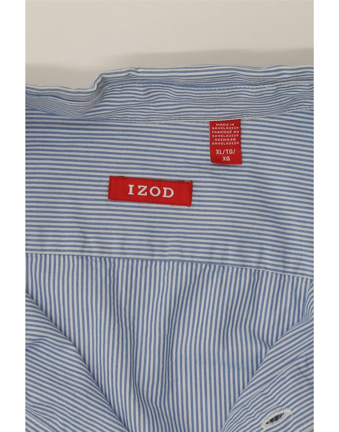 IZOD Mens Shirt XL Blue Pinstripe Cotton Vintage Izod and Second-Hand Izod from Messina Hembry 