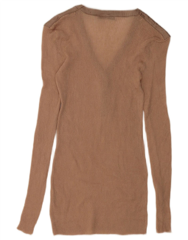 Zara Dame Top Langærmet UK 10 Small Beige Colourblock