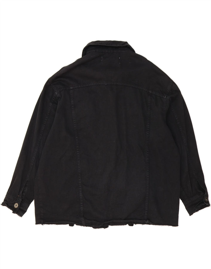 ZARA Womens Oversized Denim Jacket UK 16 Large Black Cotton Vintage Zara and Second-Hand Zara from Messina Hembry 
