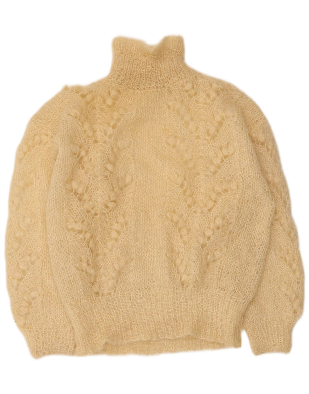 Vintage Dame Turtle Neck Jumper Sweater UK 14 Large Beige