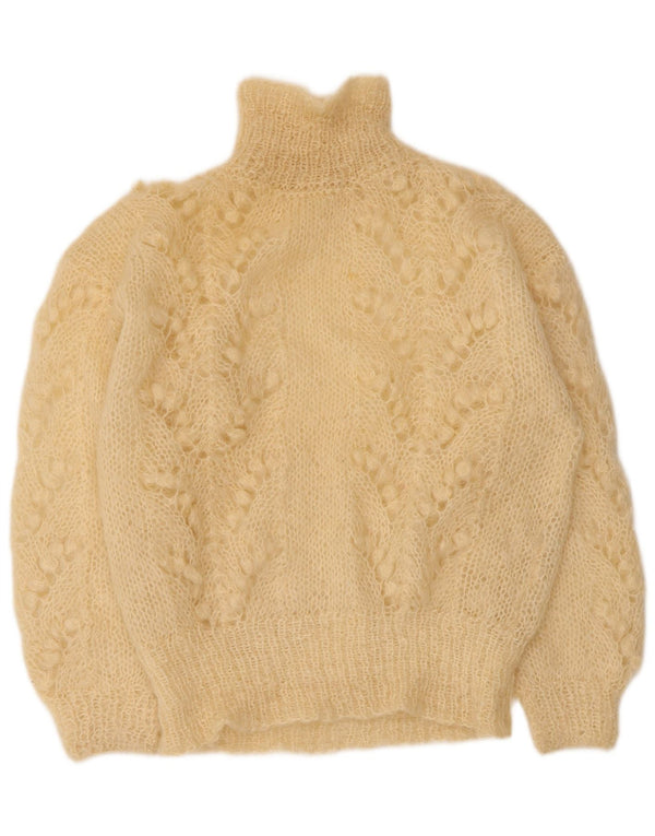 Vintage Dame Turtle Neck Jumper Sweater UK 14 Large Beige