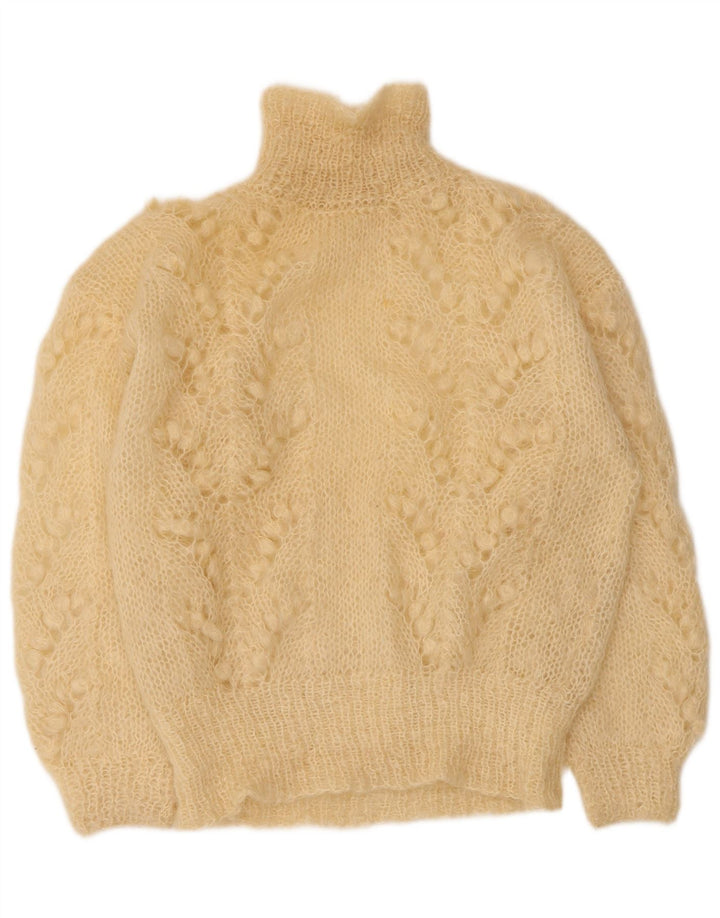 Vintage Dame Turtle Neck Jumper Sweater UK 14 Large Beige