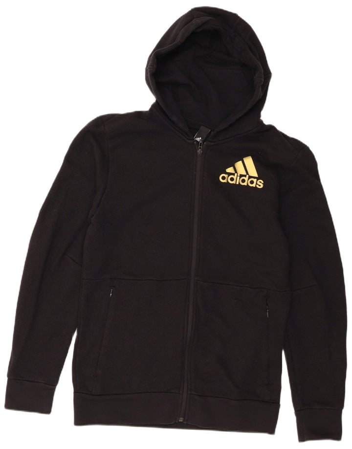 Adidas Herre grafisk hættetrøje med lynlås mellem sort bomuld