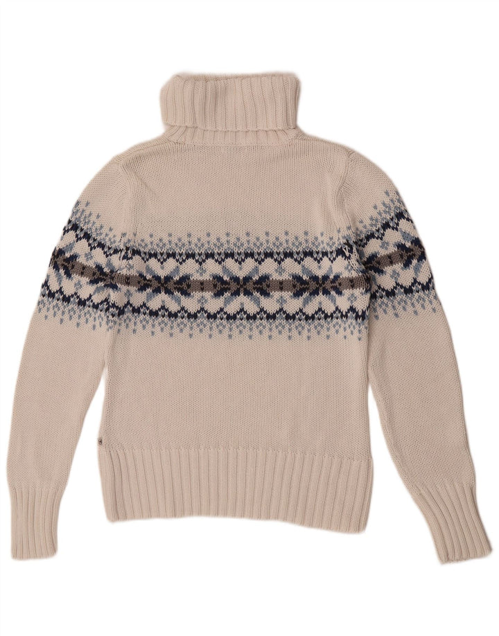 Tom Tailor Dame Roll Neck Jumper Sweater UK 14 Large White Fair Isle