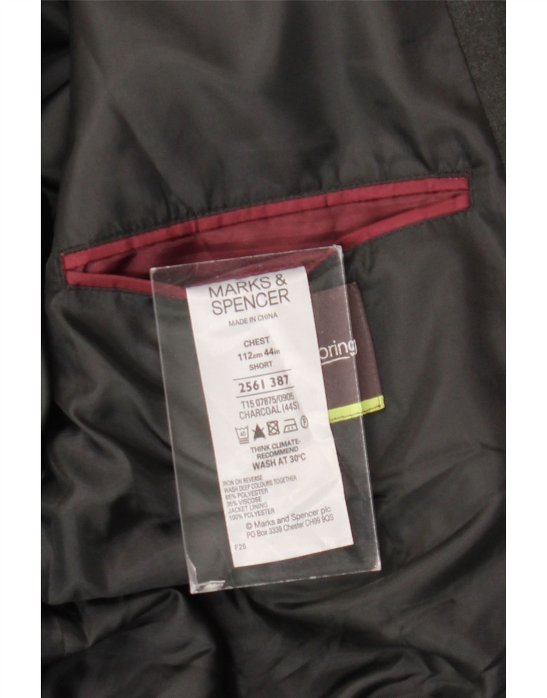 Marks & Spencer Herre Short 2 Button Blazer Jacket UK 44 XL Grå Polyester