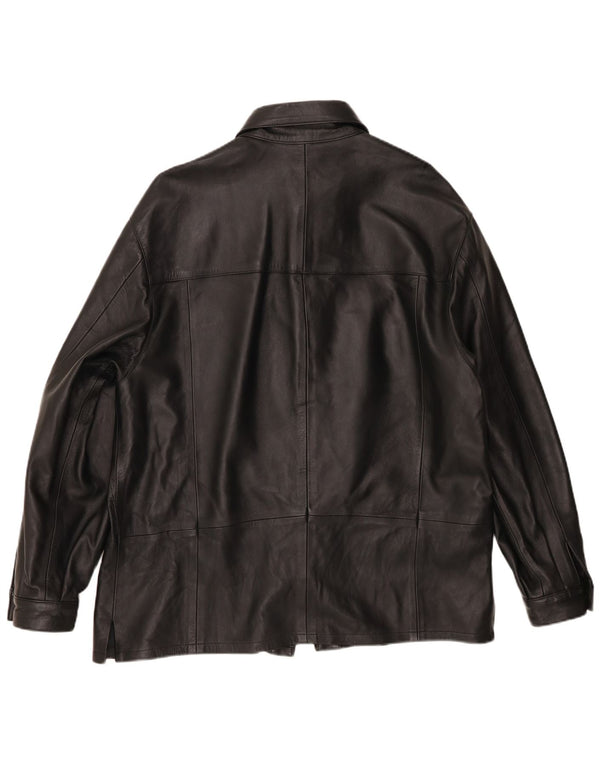 Vintage Herre Overshirt Læderskjorte XL Sort