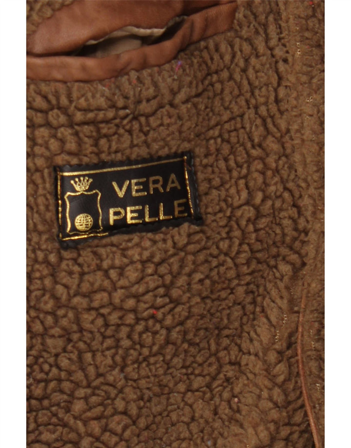 Vintage herre læder sherpajakke UK 38 medium brunt læder
