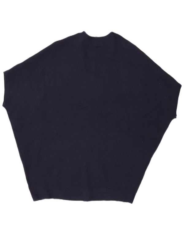 White Stuff Dame Kortærmet Poncho Cardigan Top UK 8 Small Navy Blue