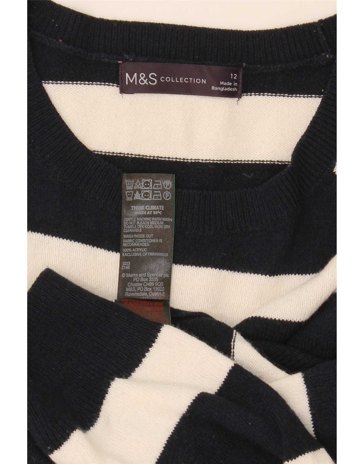 Marks & Spencer Dame Boat Neck Jumper Sweater UK 12 Medium Navy Blue