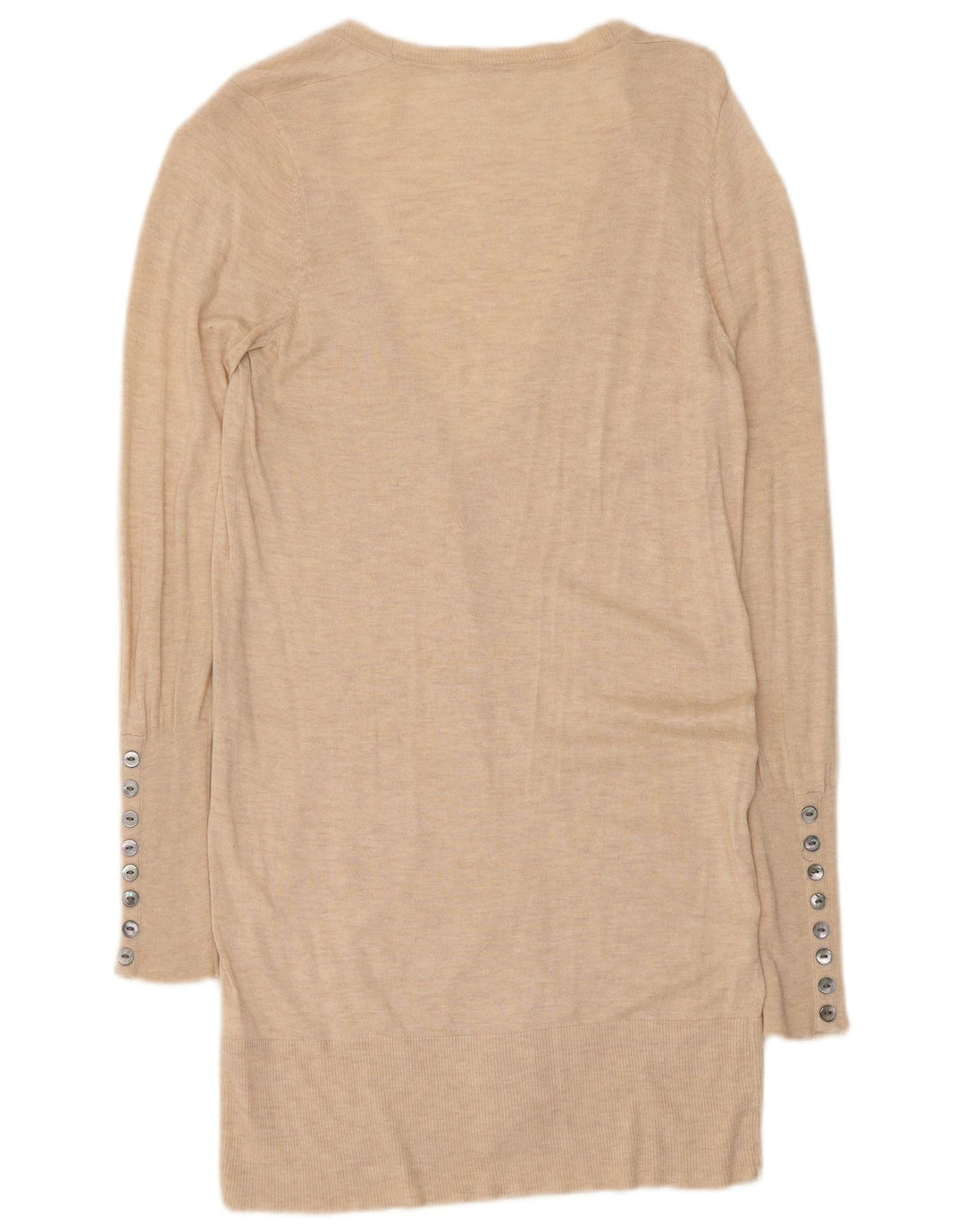 Marks & Spencer Dame Longline Cardigan Sweater UK 12 Medium Beige Flecked