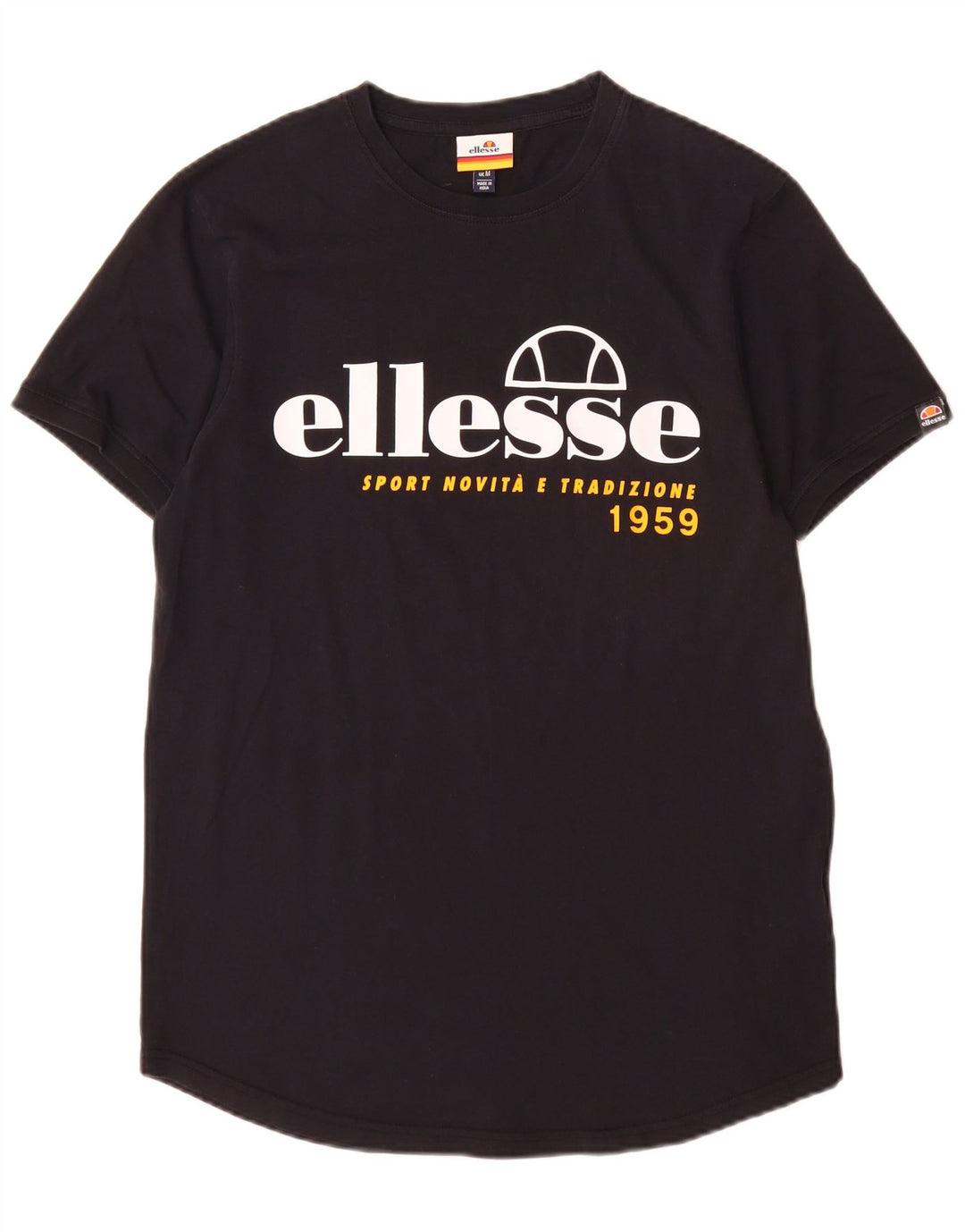 Ellesse Herre Grafisk T-Shirt Top Medium Sort Bomuld