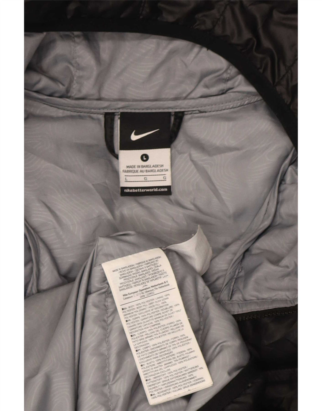 Nike Polstret hættejakke til mænd UK 40 Stor sort polyester