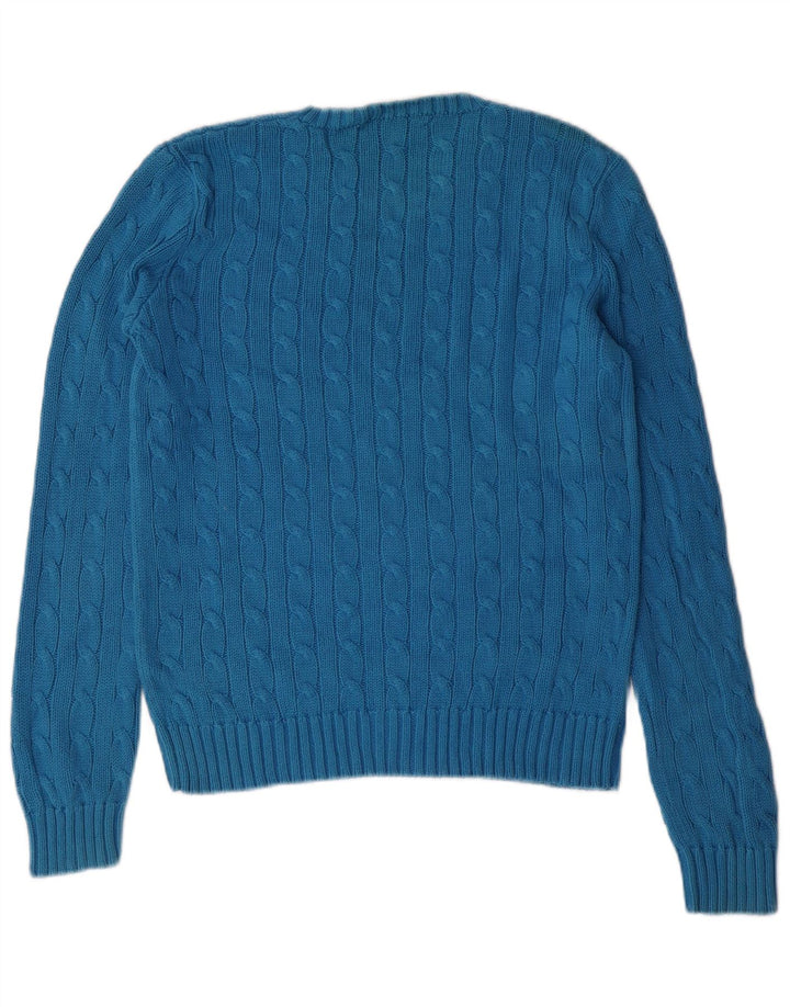 RALPH LAUREN Dame sweater med rund hals DK 12 Mellemblå bomuld