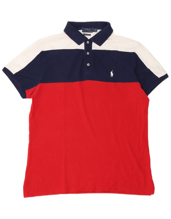 Polo Ralph Lauren Herre Custom Slim Fit Polo Shirt Large Red Colourblock