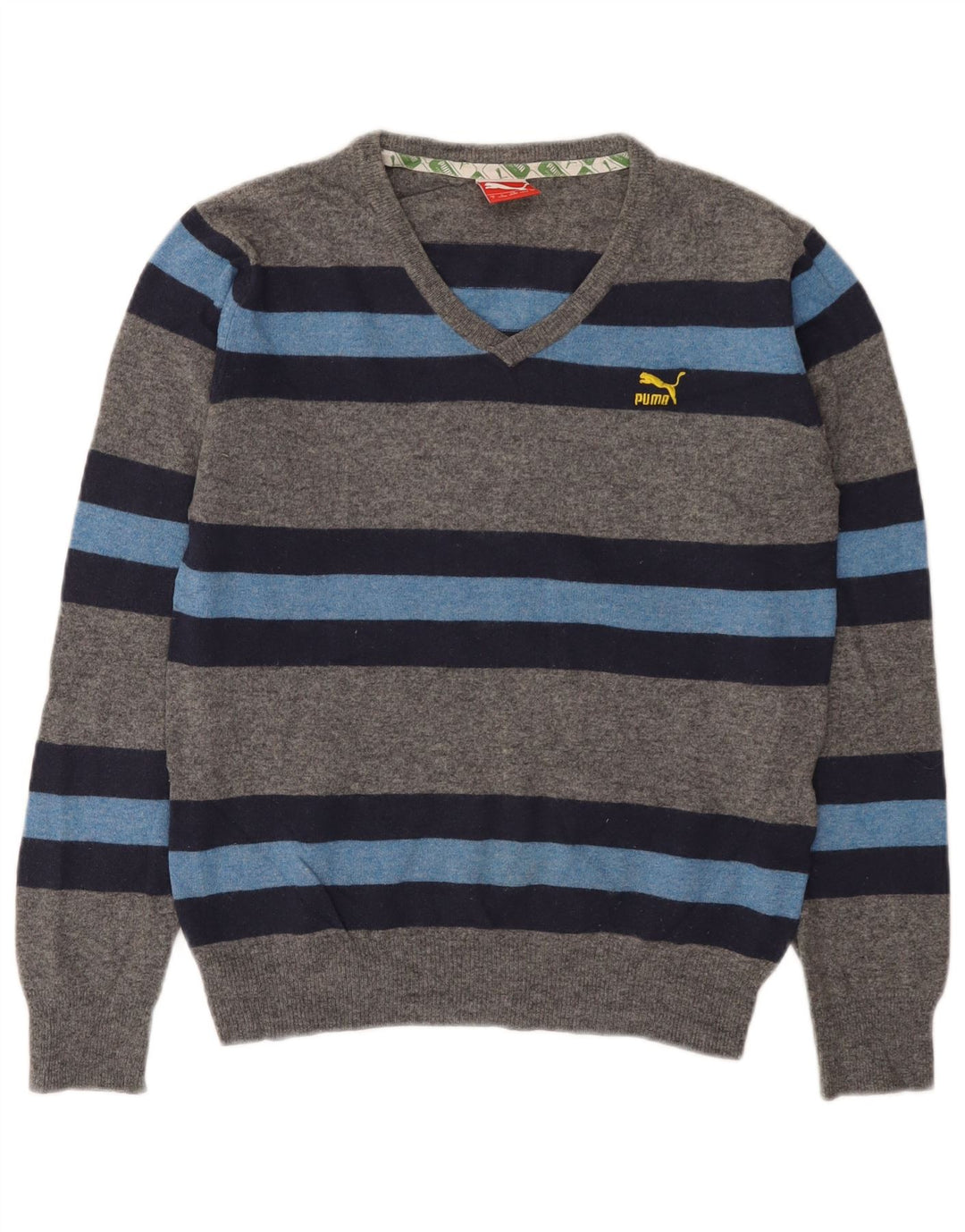 Puma Herre V-hals sweater Small Grey Colourblock lammeuld