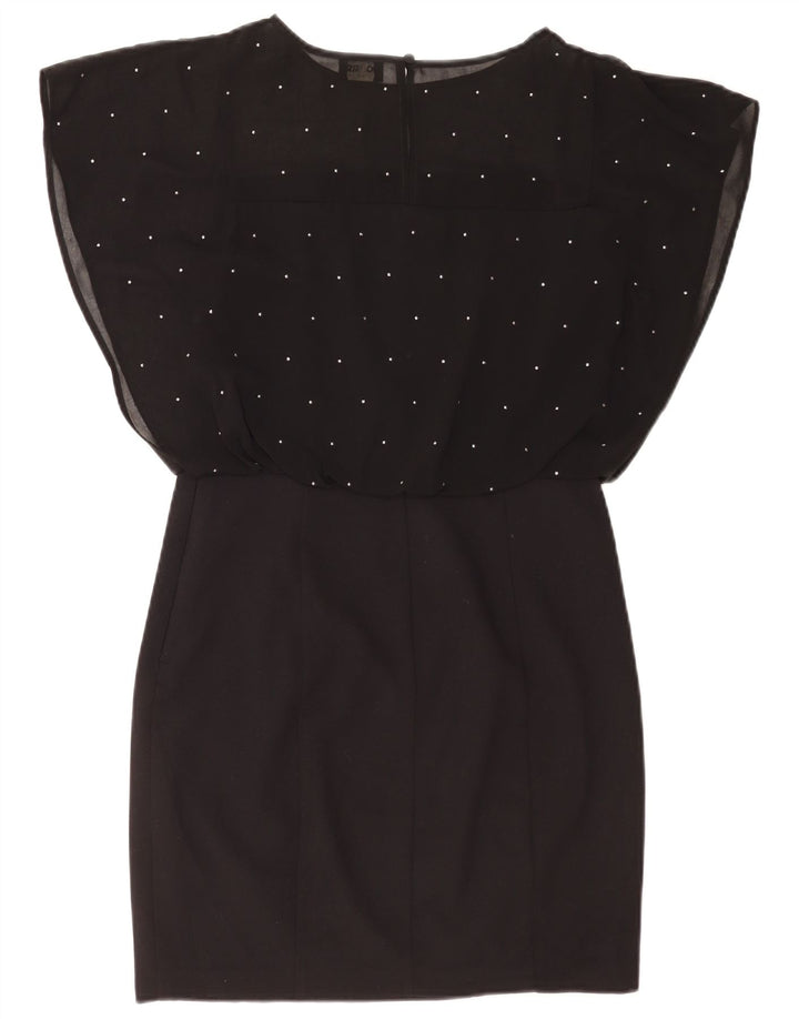 Oasis Womens Batwing Sheath Dress UK 10 Small Black Spotted Polyester