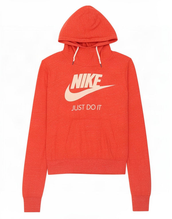Nike grafisk hættetrøje til damer UK 10 Small Orange Flecked Bomuld