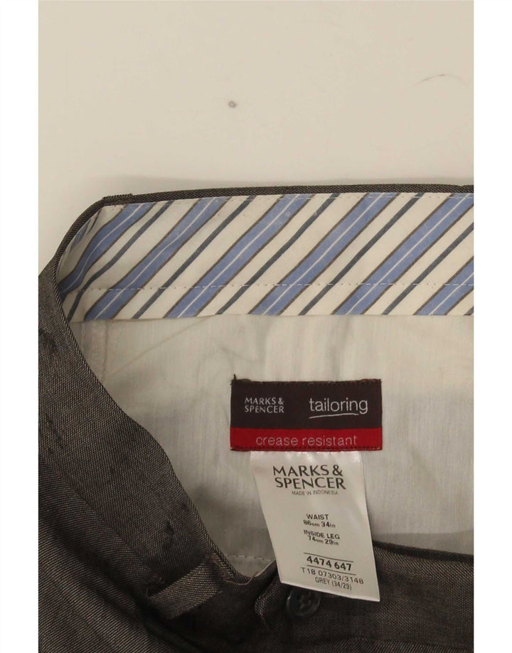 Marks & Spencer Straight Suit Bukser til mænd W34 L29 Grå polyester