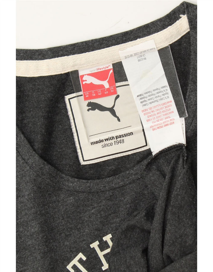 PUMA Womens Graphic T-Shirt Top UK 12 Medium Grey Cotton Vintage Puma and Second-Hand Puma from Messina Hembry 