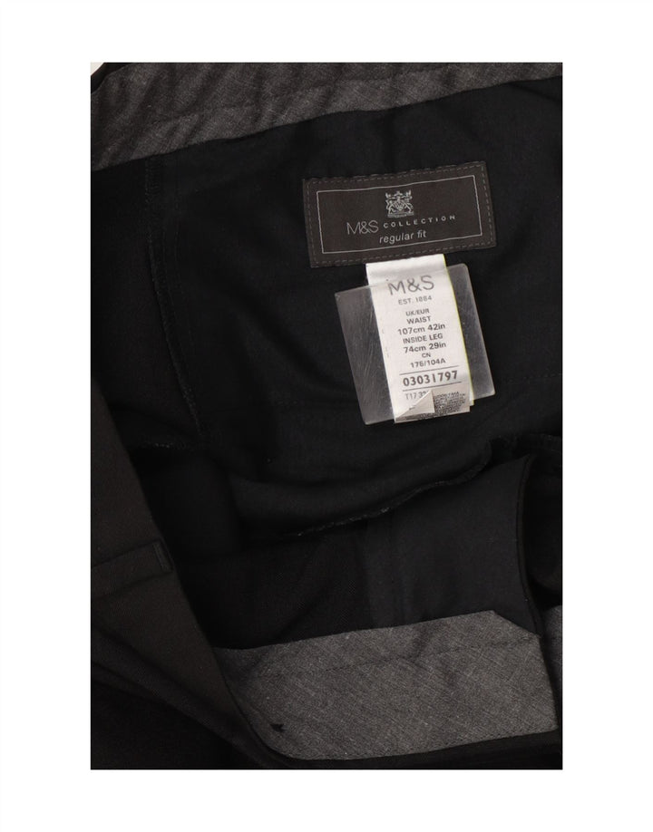 Marks & Spencer Herre Regular Fit Suit Bukser W42 L29 Sort Polyester
