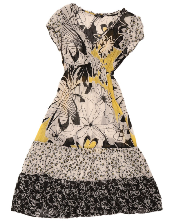 Marks & Spencer Dame Maxi Dress UK 10 Small Beige Floral Bomuld