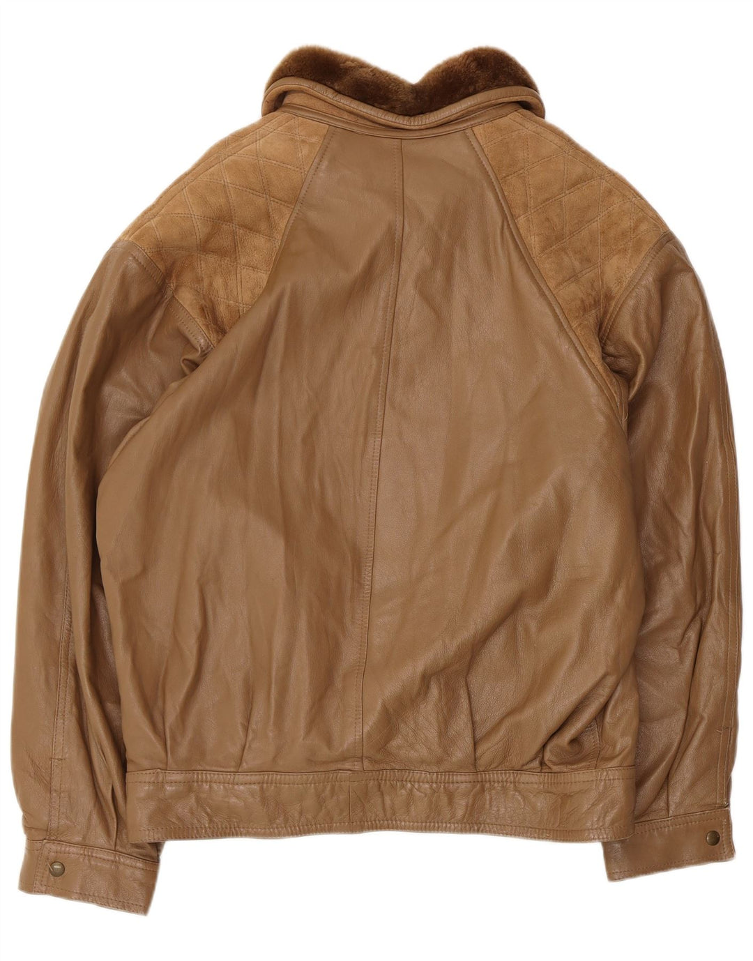 Vintage Shearling-jakke til mænd IT 52 XL brunt læder