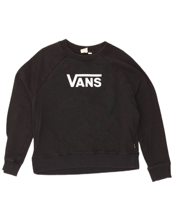 Vans Dame Grafisk Loose Fit Sweatshirt Jumper UK 6 XS Sort Bomuld