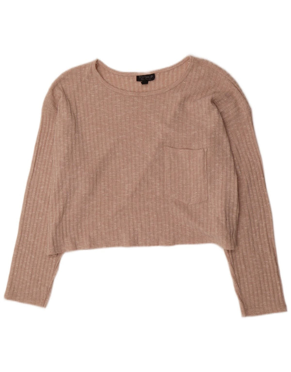 Topshop Womens Crop Oversized Top Langærmet UK 8 Small Beige