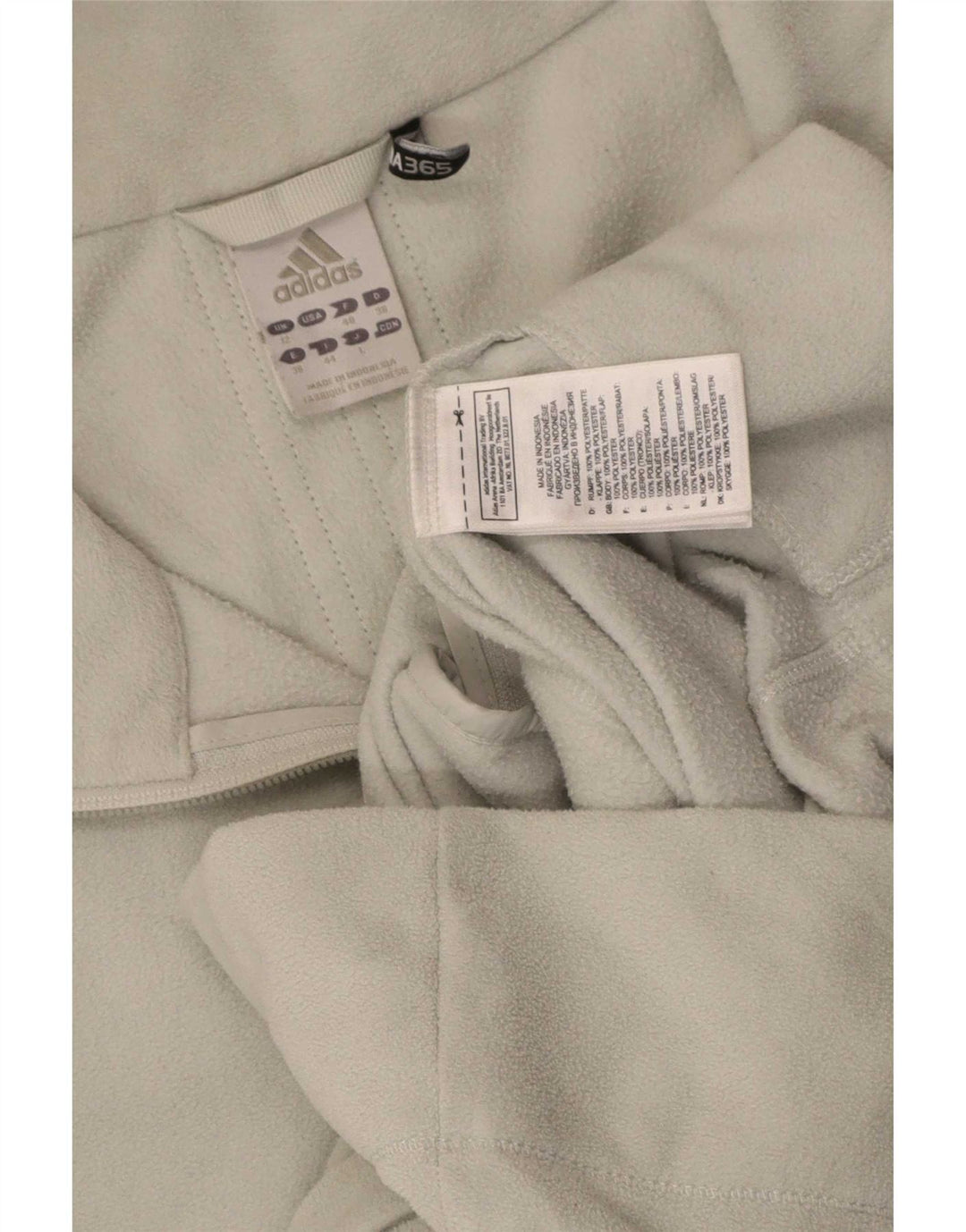 Adidas Dame Fleecejakke UK 12 Medium Grå Stribet Polyester
