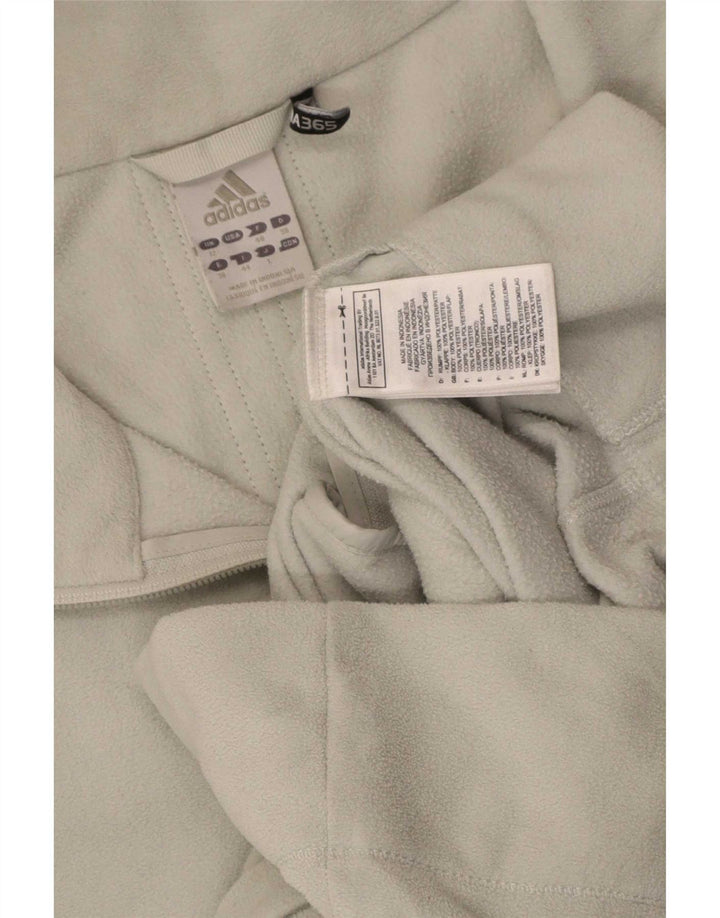 Adidas Dame Fleecejakke UK 12 Medium Grå Stribet Polyester