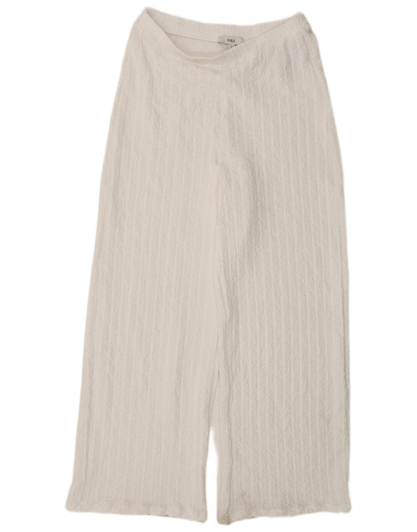 Marks & Spencer Kvinder Casual Bukser med brede ben UK 12 Medium W30 L32 Hvid