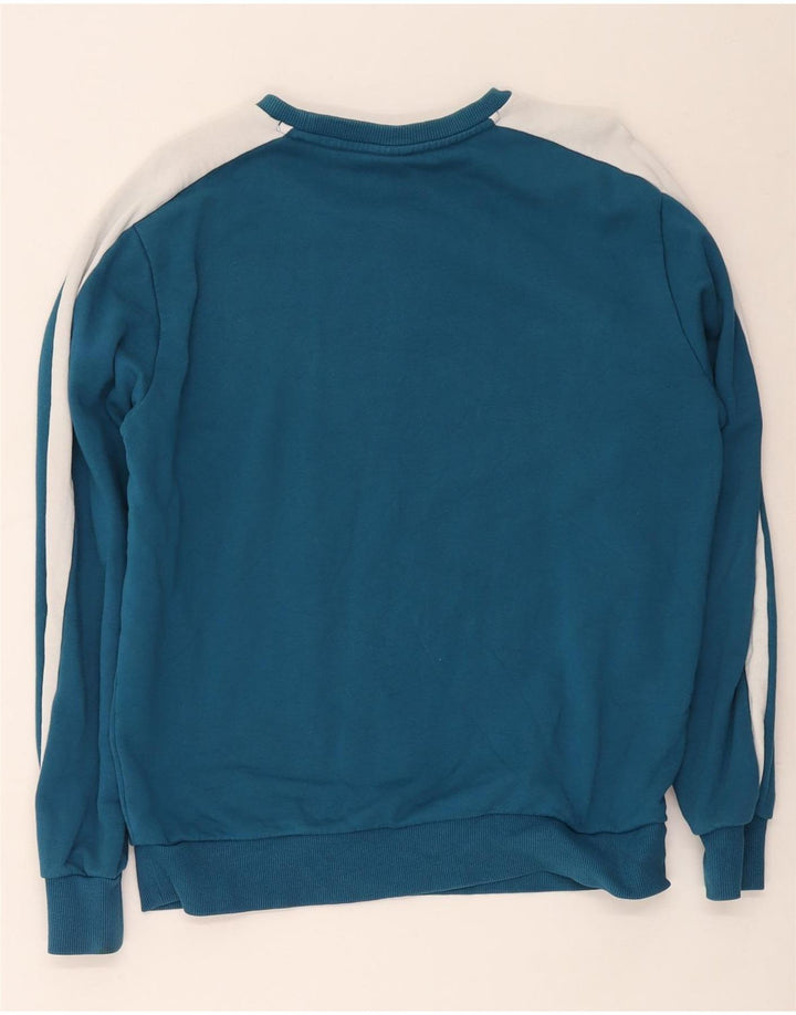 Puma Dame Sweatshirt Jumper UK 14 Medium Blue Colourblock Bomuld