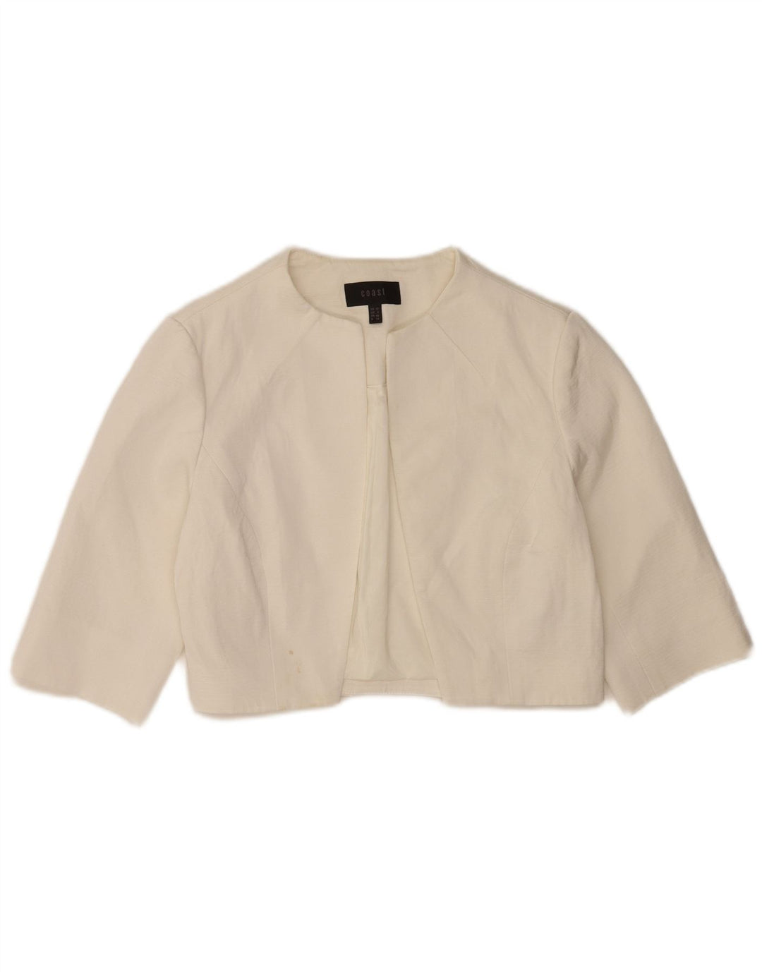 Coast Womens 3/4-ærmet åben Bolero-jakke UK 12 Medium White Viscose
