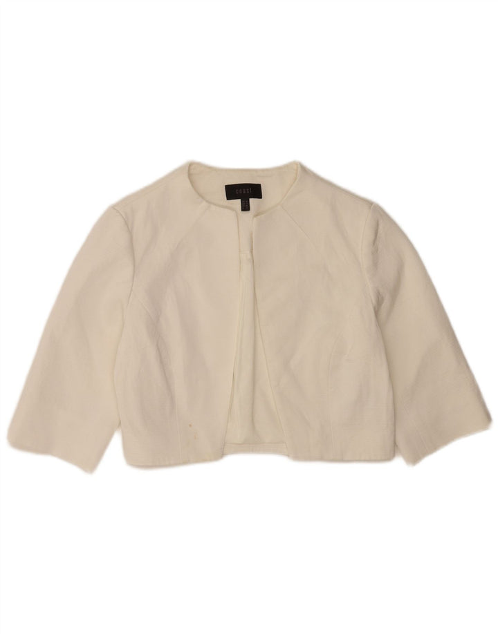 Coast Womens 3/4-ærmet åben Bolero-jakke UK 12 Medium White Viscose