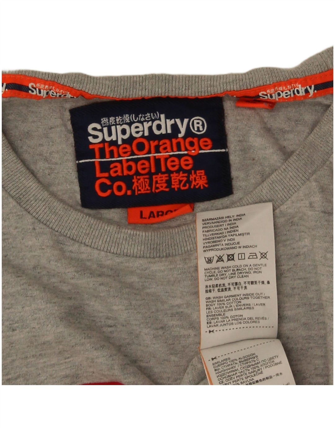 Superdry T-shirt top til mænd, stor grå farveblok bomuld