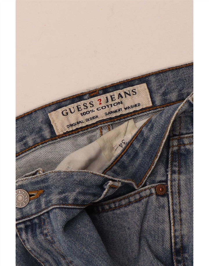 Guess Men Distressed Straight Jeans W34 L31 Blå
