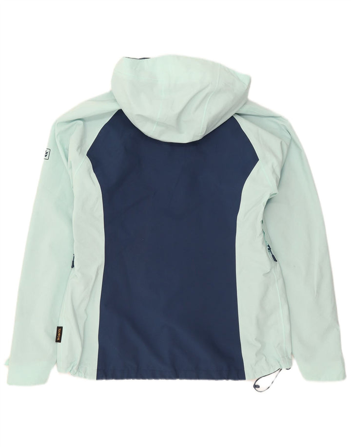 Jack Wolfskin Regnjakke med hætte til kvinder UK 10/12 Medium Blue Colourblock