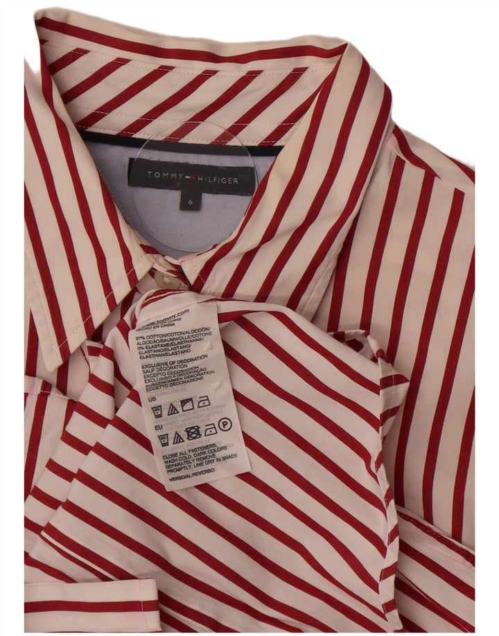 Tommy Hilfiger Dameskjorte US 6 Medium Rød Nålestribet Bomuld