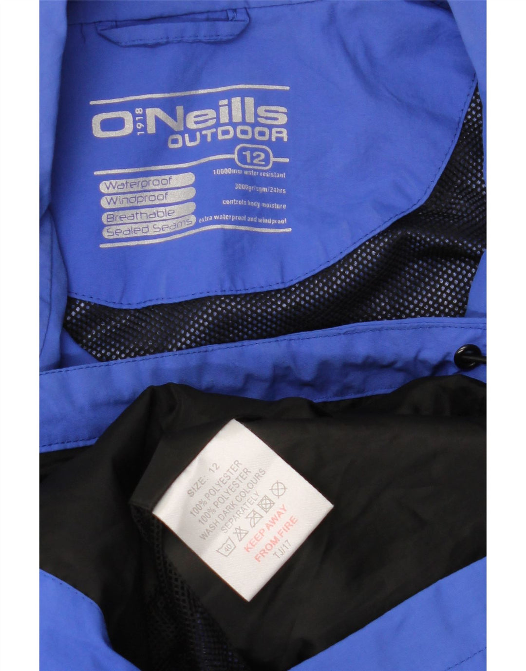 O'Neills Regnjakke med hætte til kvinder UK 12 Medium Blue Polyester