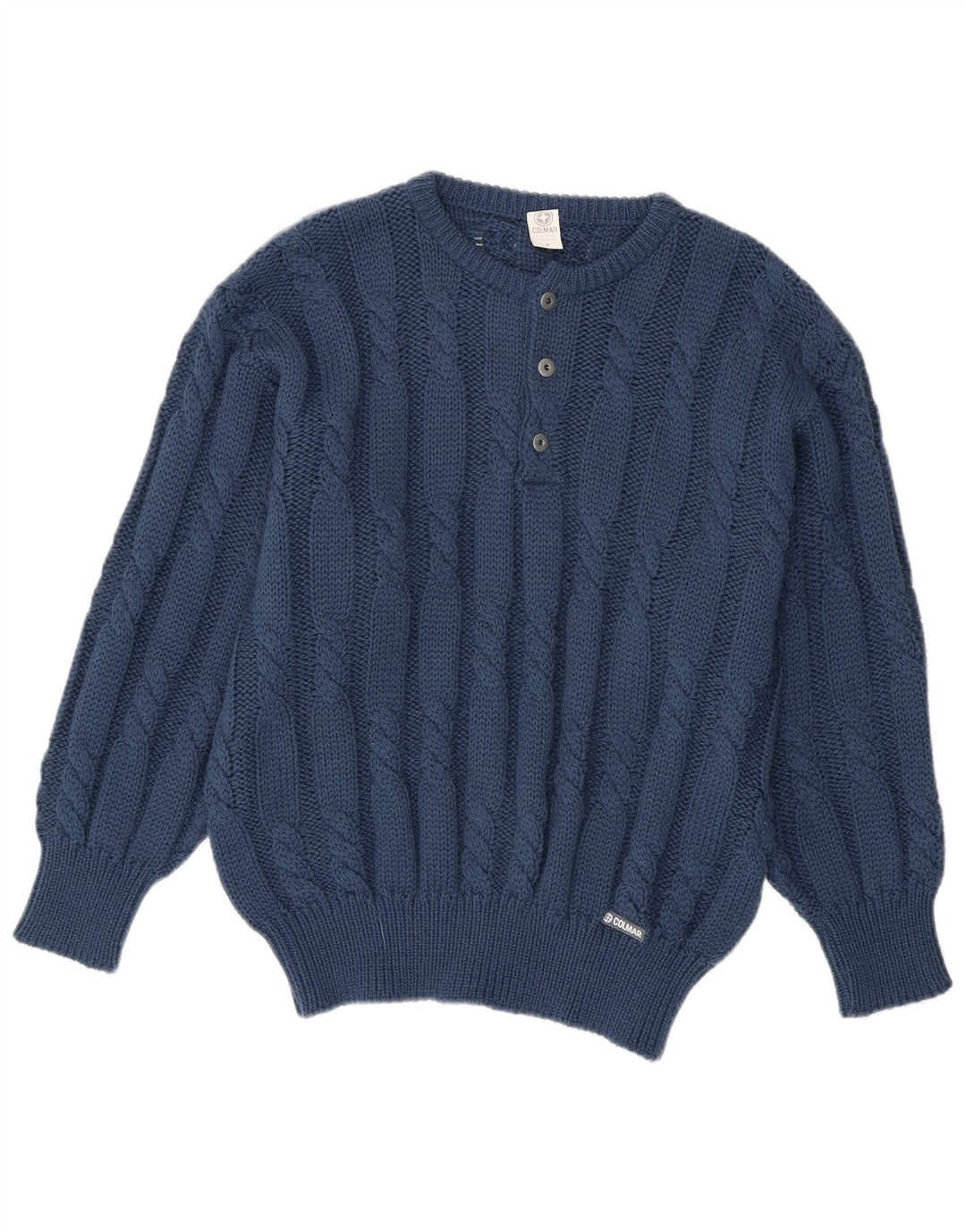 Colmar Herre Button Neck Jumper Sweater Medium Navy Blue Uld