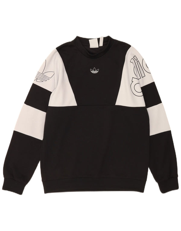 Adidas Herre grafisk sweatshirt Jumper Medium Sort Colourblock Polyester