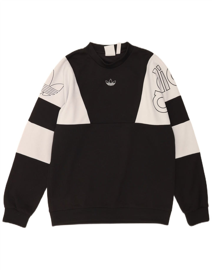 Adidas Herre grafisk sweatshirt Jumper Medium Sort Colourblock Polyester