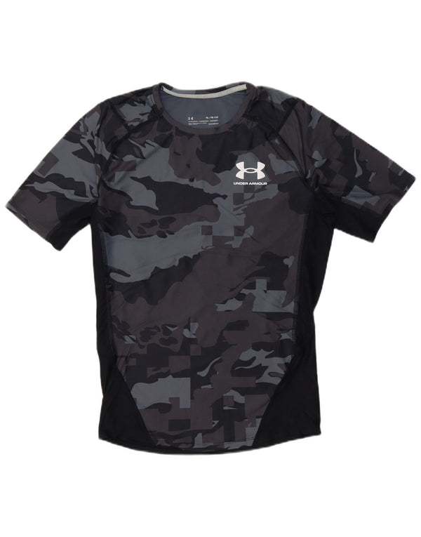 Under Armour Boys Heat Gear T-Shirt Top 13-14 år XL Sort Camouflage