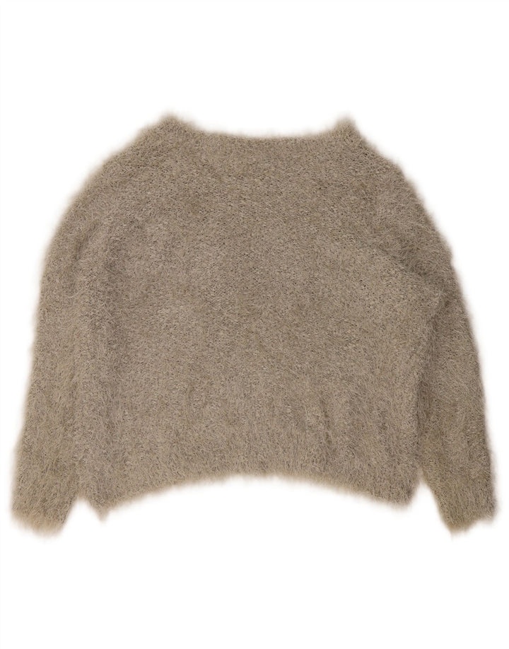 Marks & Spencer Dame Boat Neck Jumper Sweater UK 16 Large Grå Polyester