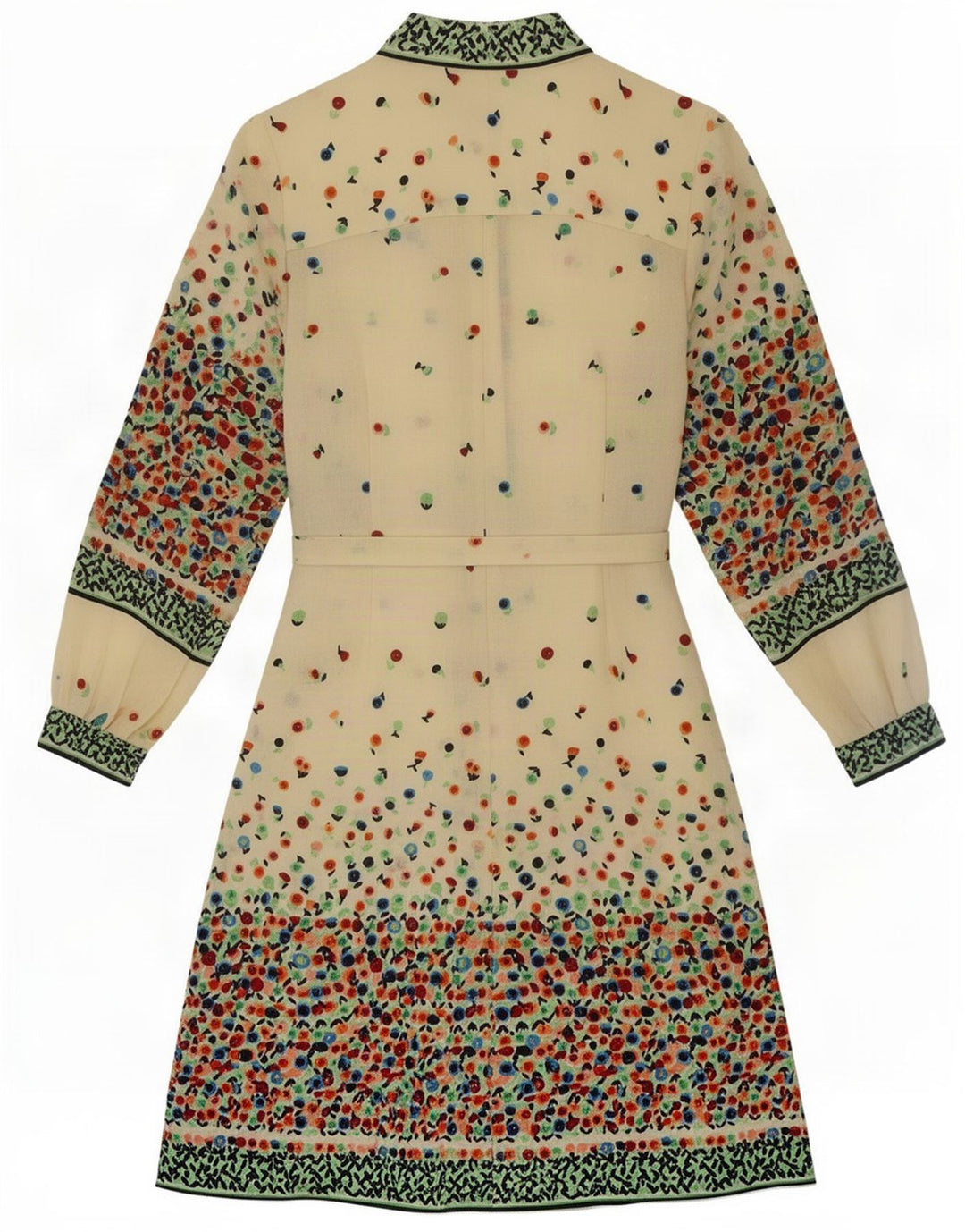 Vintage Dame Langærmet Basic Kjole UK 10 Small Beige Floral