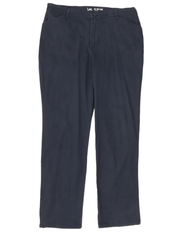 Lee Dame Højtaljede Lige Casual Bukser US 16 2XL W36 L33 Marineblå