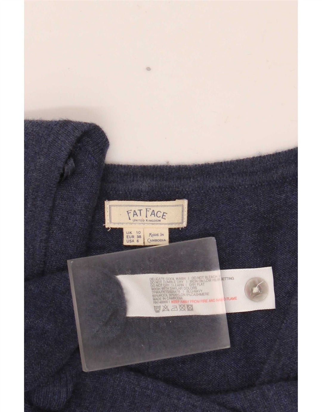 Fat Face Dame Cardigan Sweater UK 10 Small Navy Blue Wool