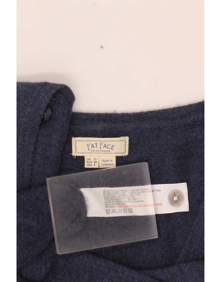 Fat Face Dame Cardigan Sweater UK 10 Small Navy Blue Wool